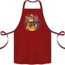 Anime Gun Girl Cotton Apron 100% Organic Maroon