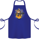Anime Gun Girl Cotton Apron 100% Organic Royal Blue