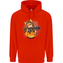 Anime Gun Girl Mens 80% Cotton Hoodie Bright Red
