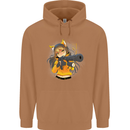 Anime Gun Girl Mens 80% Cotton Hoodie Caramel Latte
