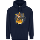 Anime Gun Girl Mens 80% Cotton Hoodie Navy Blue