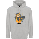 Anime Gun Girl Mens 80% Cotton Hoodie Sports Grey