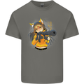 Anime Gun Girl Mens Cotton T-Shirt Tee Top Charcoal