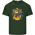 Anime Gun Girl Mens Cotton T-Shirt Tee Top Forest Green