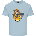 Anime Gun Girl Mens Cotton T-Shirt Tee Top Light Blue