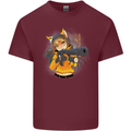 Anime Gun Girl Mens Cotton T-Shirt Tee Top Maroon