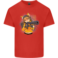 Anime Gun Girl Mens Cotton T-Shirt Tee Top Red