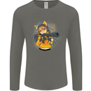 Anime Gun Girl Mens Long Sleeve T-Shirt Charcoal