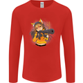 Anime Gun Girl Mens Long Sleeve T-Shirt Red