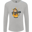 Anime Gun Girl Mens Long Sleeve T-Shirt Sports Grey