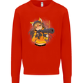 Anime Gun Girl Mens Sweatshirt Jumper Bright Red