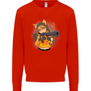Anime Gun Girl Mens Sweatshirt Jumper Bright Red
