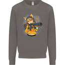 Anime Gun Girl Mens Sweatshirt Jumper Charcoal