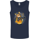 Anime Gun Girl Mens Vest Tank Top Navy Blue