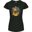 Anime Gun Girl Womens Petite Cut T-Shirt Black