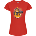 Anime Gun Girl Womens Petite Cut T-Shirt Red