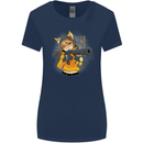 Anime Gun Girl Womens Wider Cut T-Shirt Navy Blue