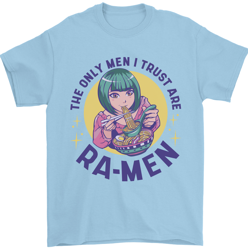 Anime Ra Men Mens T-Shirt 100% Cotton Light Blue