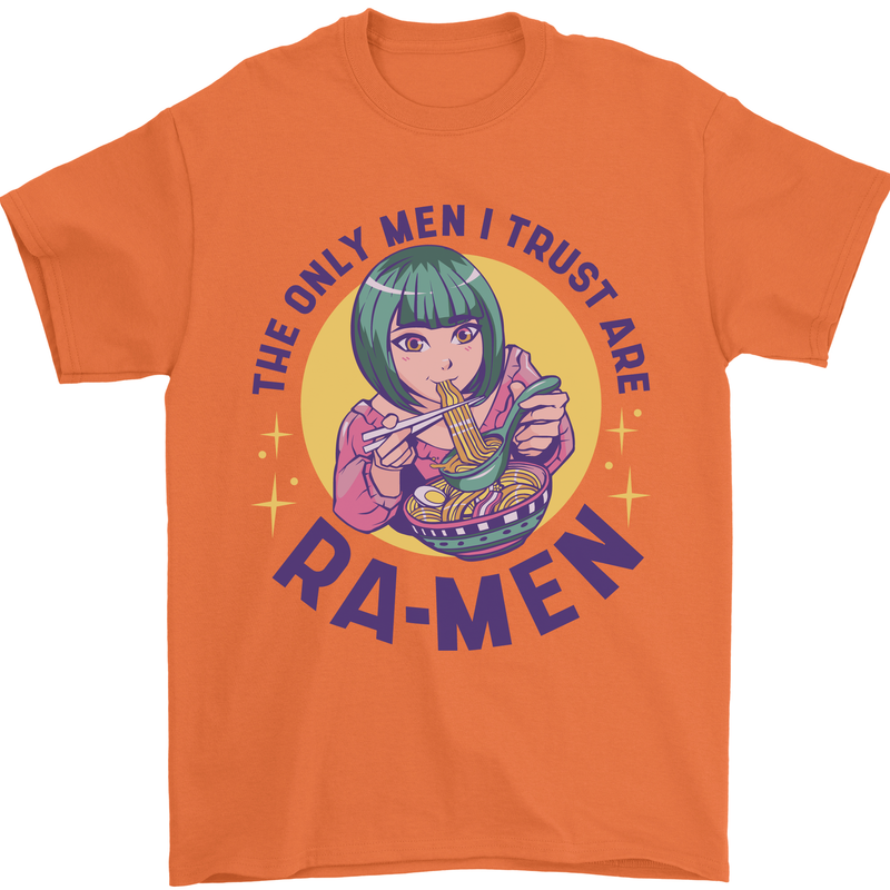 Anime Ra Men Mens T-Shirt 100% Cotton Orange