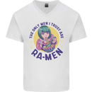 Anime Ra Men Mens V-Neck Cotton T-Shirt White