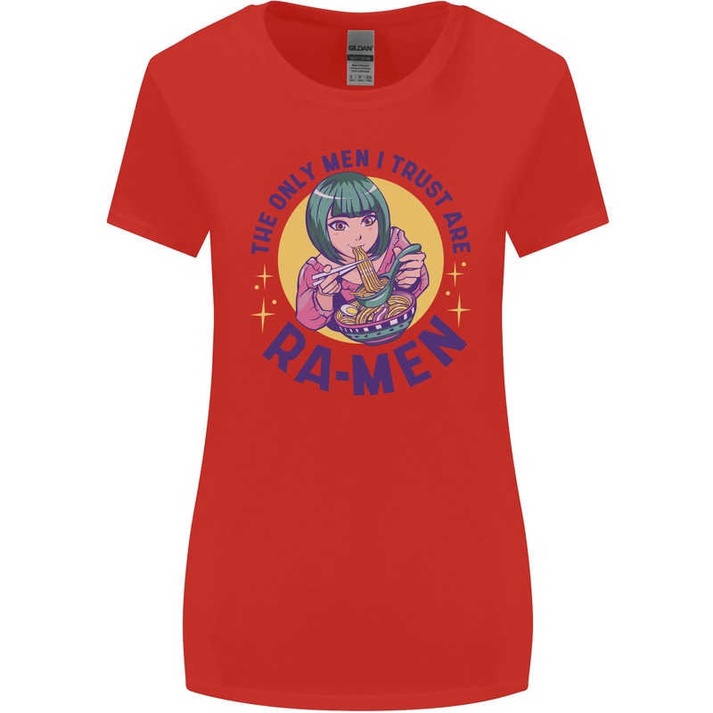 Anime Ra Men Womens Wider Cut T-Shirt Red