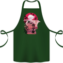 Anime Samurai Woman With Sword Cotton Apron 100% Organic Forest Green