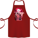 Anime Samurai Woman With Sword Cotton Apron 100% Organic Maroon