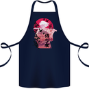 Anime Samurai Woman With Sword Cotton Apron 100% Organic Navy Blue