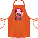 Anime Samurai Woman With Sword Cotton Apron 100% Organic Orange