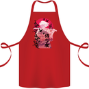 Anime Samurai Woman With Sword Cotton Apron 100% Organic Red