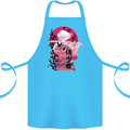 Anime Samurai Woman With Sword Cotton Apron 100% Organic Turquoise