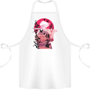 Anime Samurai Woman With Sword Cotton Apron 100% Organic White