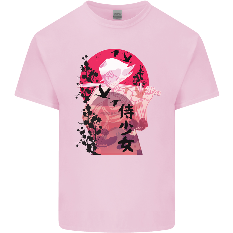 Anime Samurai Woman With Sword Kids T-Shirt Childrens Light Pink
