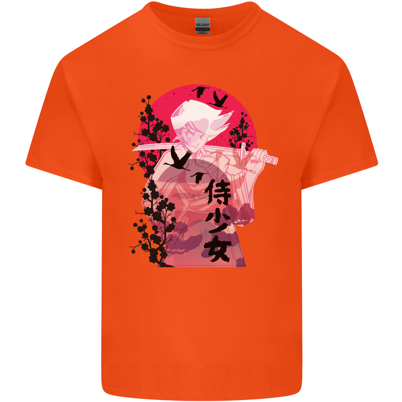 Anime Samurai Woman With Sword Kids T-Shirt Childrens Orange