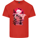 Anime Samurai Woman With Sword Kids T-Shirt Childrens Red