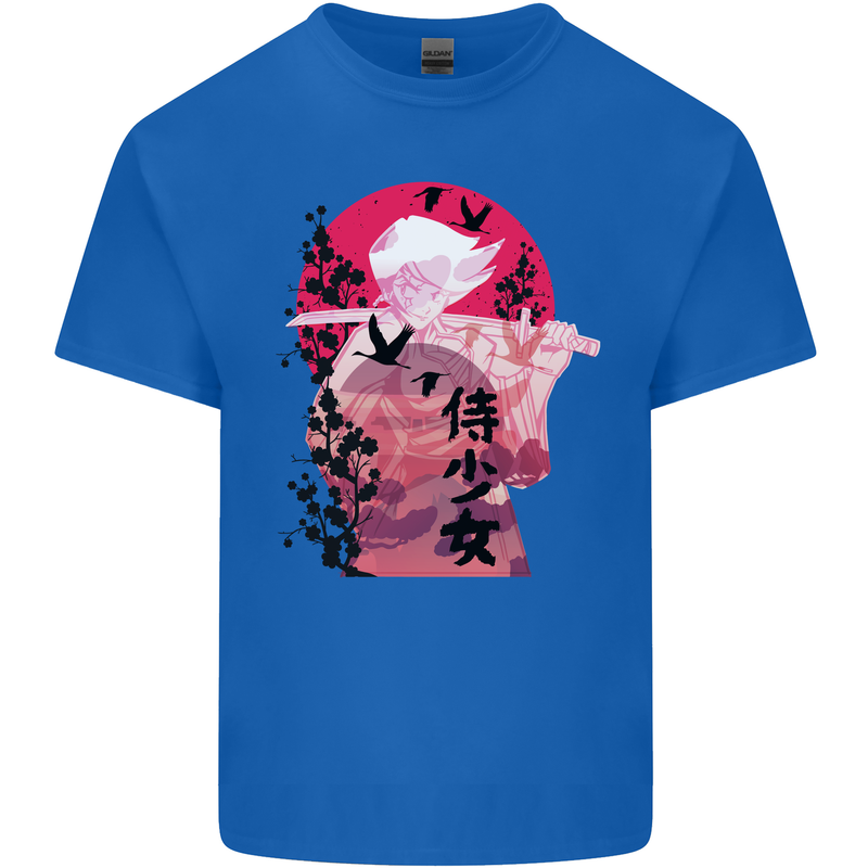 Anime Samurai Woman With Sword Kids T-Shirt Childrens Royal Blue
