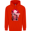 Anime Samurai Woman With Sword Mens 80% Cotton Hoodie Bright Red