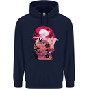 Anime Samurai Woman With Sword Mens 80% Cotton Hoodie Navy Blue