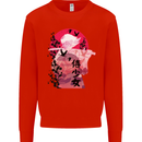 Anime Samurai Woman With Sword Mens Sweatshirt Jumper Bright Red