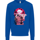 Anime Samurai Woman With Sword Mens Sweatshirt Jumper Royal Blue