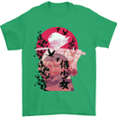 Anime Samurai Woman With Sword Mens T-Shirt Cotton Gildan Irish Green