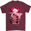 Anime Samurai Woman With Sword Mens T-Shirt Cotton Gildan Maroon
