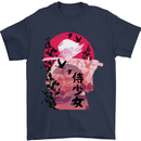 Anime Samurai Woman With Sword Mens T-Shirt Cotton Gildan Navy Blue