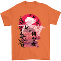 Anime Samurai Woman With Sword Mens T-Shirt Cotton Gildan Orange