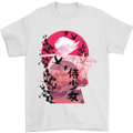 Anime Samurai Woman With Sword Mens T-Shirt Cotton Gildan White