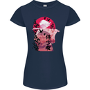 Anime Samurai Woman With Sword Womens Petite Cut T-Shirt Navy Blue