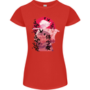 Anime Samurai Woman With Sword Womens Petite Cut T-Shirt Red