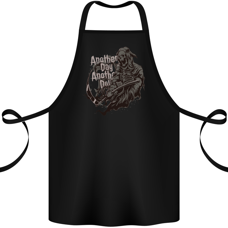 Another Day Another Dollar Grim Reaper Cotton Apron 100% Organic Black