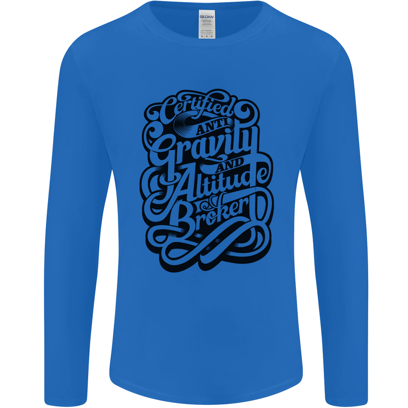 Anti-Gravity Pilot Hang Gliding Paragliding Mens Long Sleeve T-Shirt Royal Blue