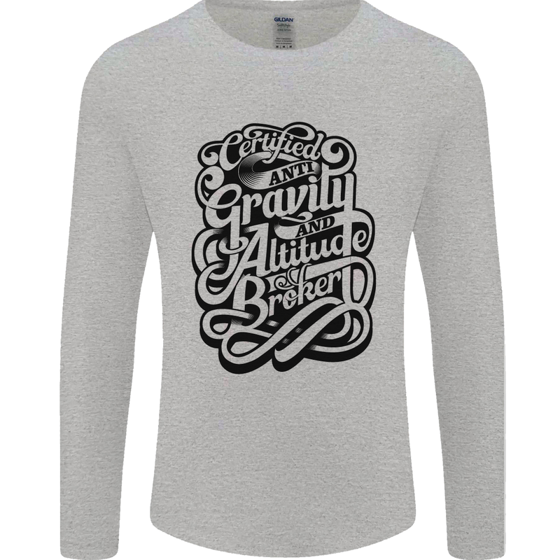 Anti-Gravity Pilot Hang Gliding Paragliding Mens Long Sleeve T-Shirt Sports Grey